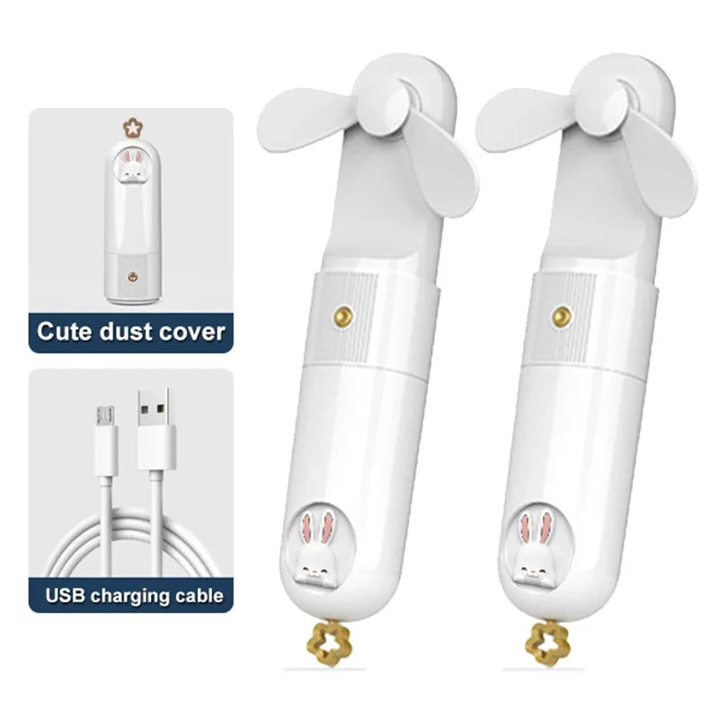 Mini Portable USB Rechargeable Handheld Fan – 2000mAh Battery Portable Handheld Fan Zpaxo White-2PCS