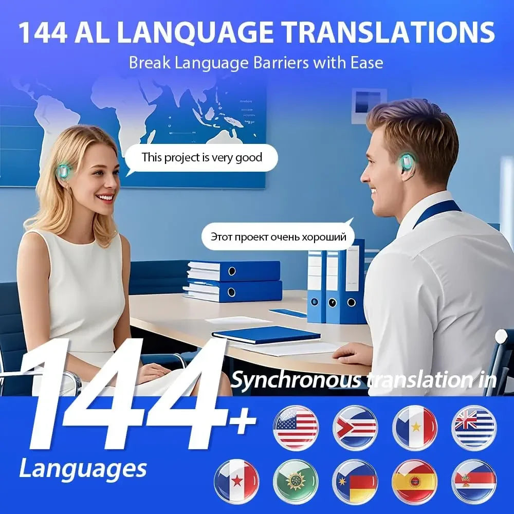 UYUXIO Real Time Translation Wireless Earbuds 144 Language OWS LCD