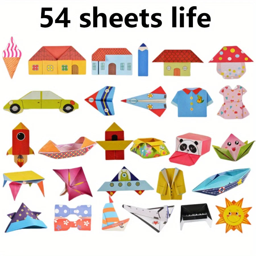 54/108 Sheets Animal Life Origami Kit for Beginners Creative Paper Projects Vibrant Paper Stress Relief Craft Gift Origami JXB Zpaxo 54 sheets life