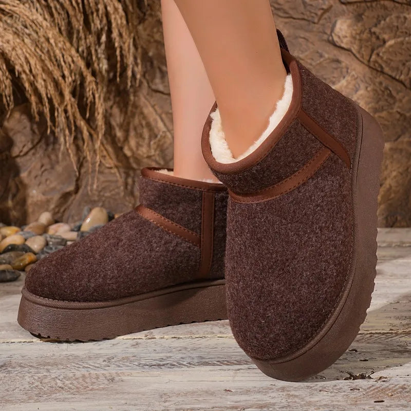 Winter Women's Comfortable Keep Warm Mid Heel Snow Boots Women Solid Zpaxo