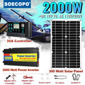 Solar Kit 2000W Inverter Solar Panel and 30A Controller Complete System for DC 12V to AC 220V Outdoor Power Generation Zpaxo 12V TO 220V 50HZ