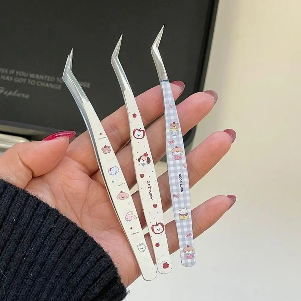 Stainless Steel Curved Stickers Tweezers Precision Anti-static False Zpaxo