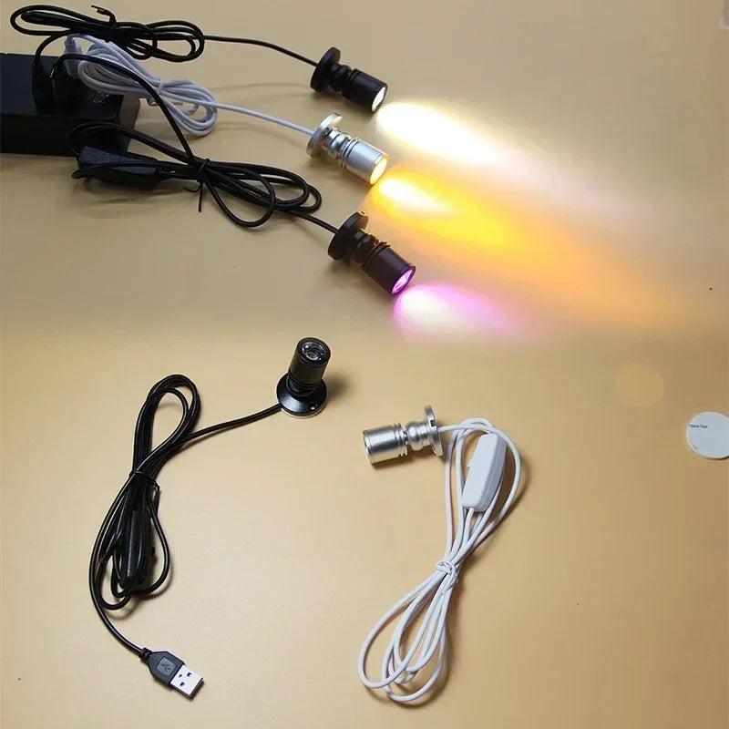 USB 5V Mini LED Spotlight – Rotatable Cabinet & Display Lamp