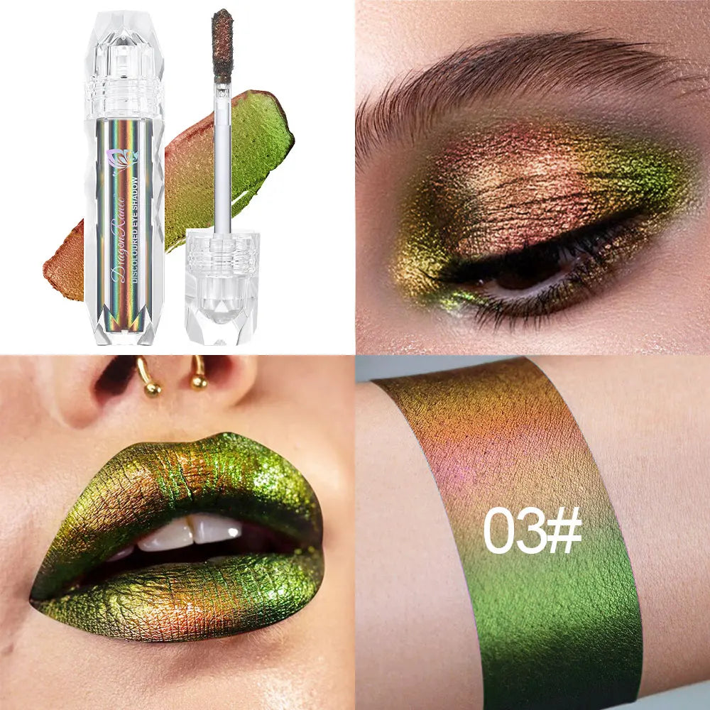 Chameleon Metal Lip Gloss Liquid Lipstick Brightening Long-Lasting Lip Gloss Multi-Color Long-Lasting Moisturizing Non-Stick Cup Zpaxo 03Dr9006