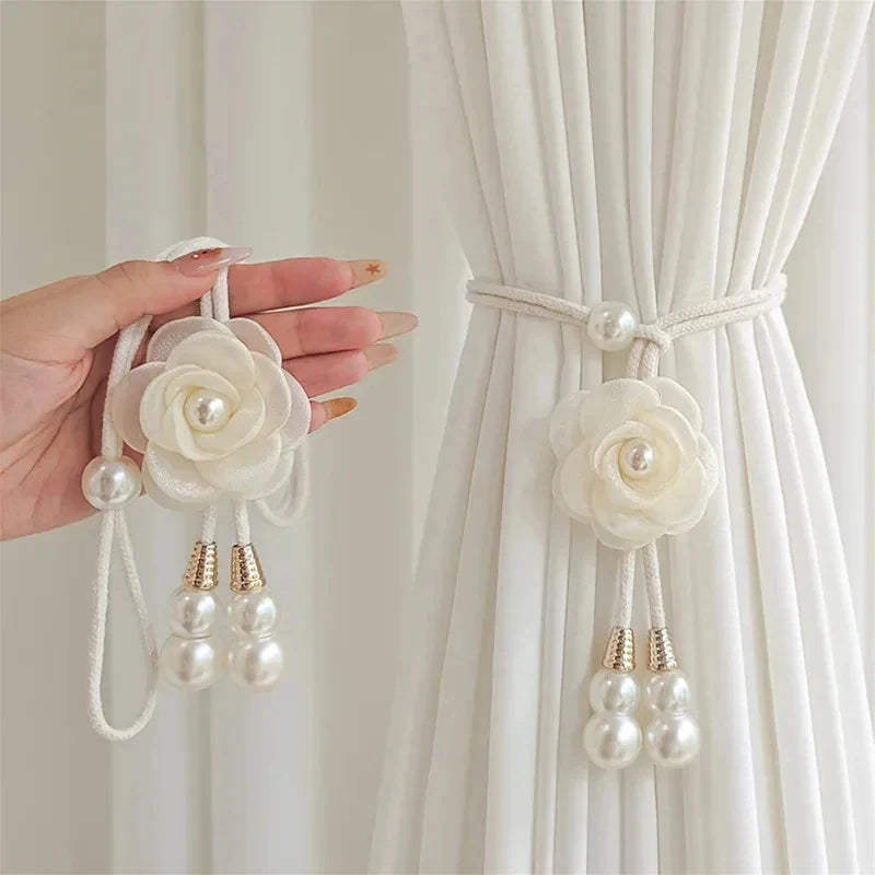 Creative Camellia Curtain Ties Adjustable Transparent Decorative