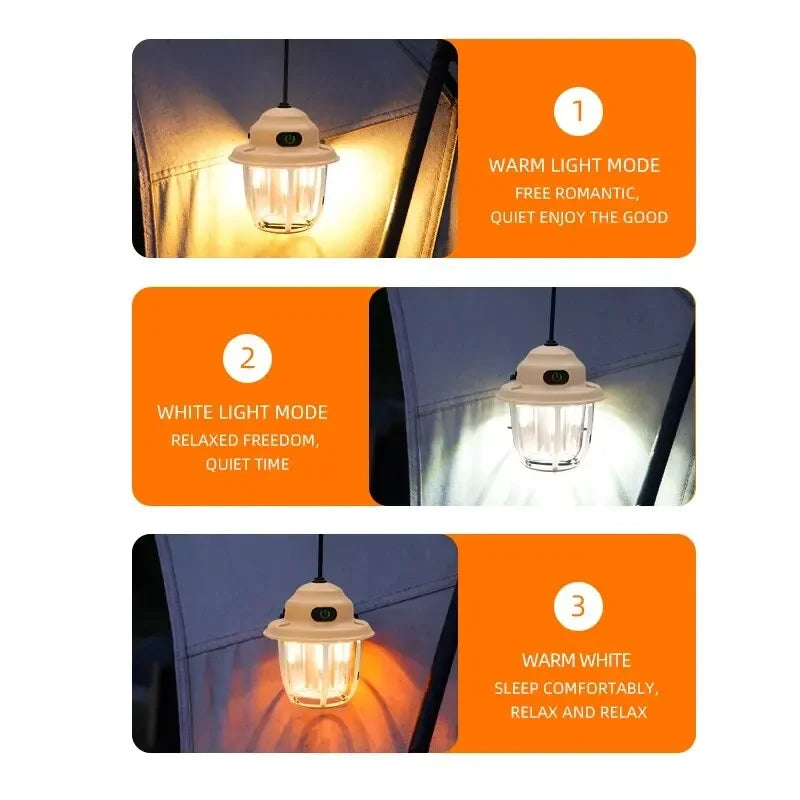 ESMARTER LED Camping Lantern – 1200mAh Retro Hanging Tent Lamp