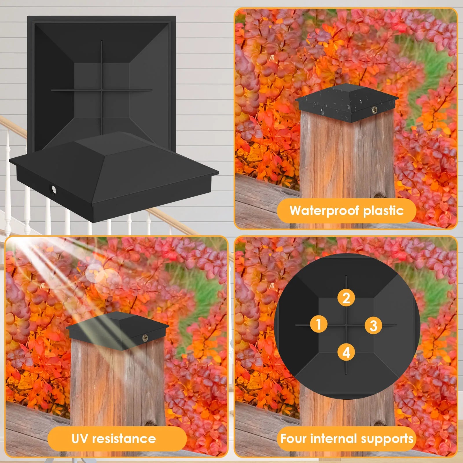 12Pcs Wood Fence Post Covers Sturdy Plastic Deck Post Cover Waterproof Heat Resistanc Deck Post Caps for Protecting Garden Fence Zpaxo