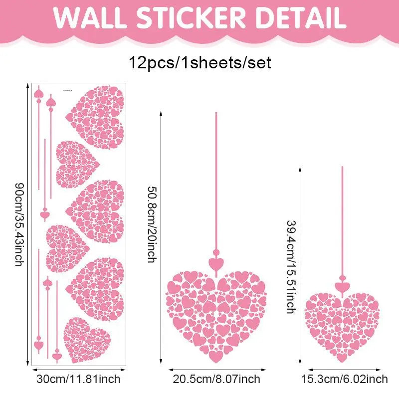 Valentine's Day Atmosphere Decorative Stickers Heart-shaped Glass Zpaxo A2