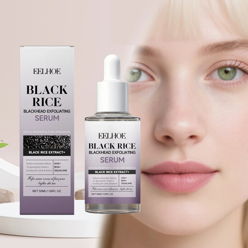 Black Rice Exfoliating Serum Gentle Daily Facial Peel with Lactobionic Acid Squalane Hydrating Brightening Essence Glowing Skin Zpaxo