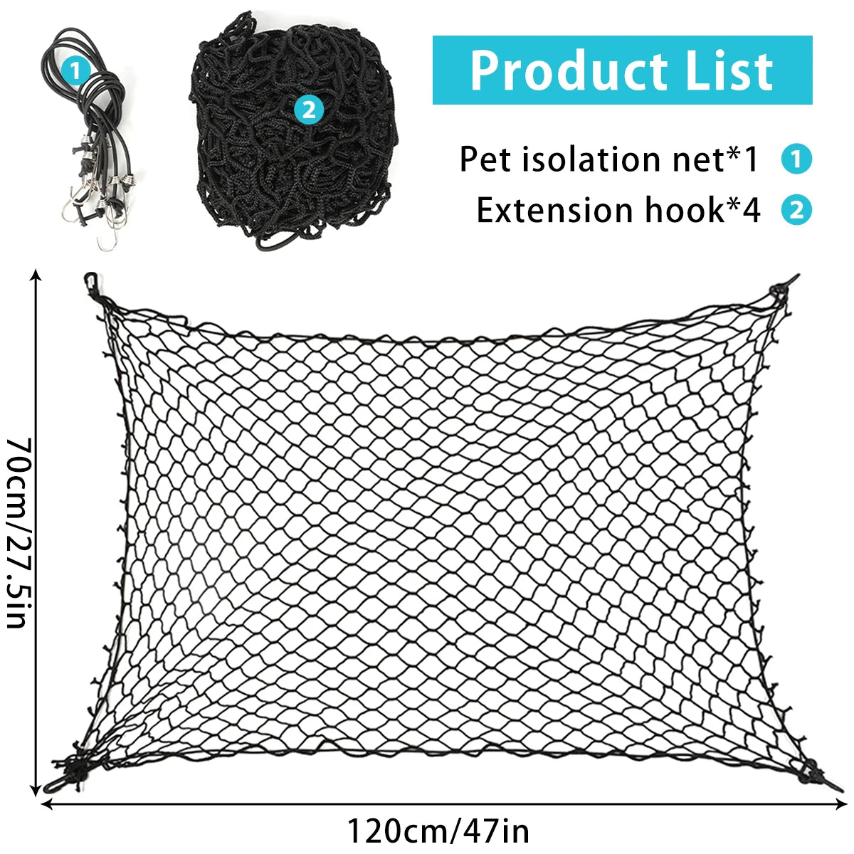 Pet Car Barrier Net Elastic Durable Dog Car Safety Barrier Net Foldable Car Dog Fence Barrier Universal Auto with Hooks New 2024 Zpaxo