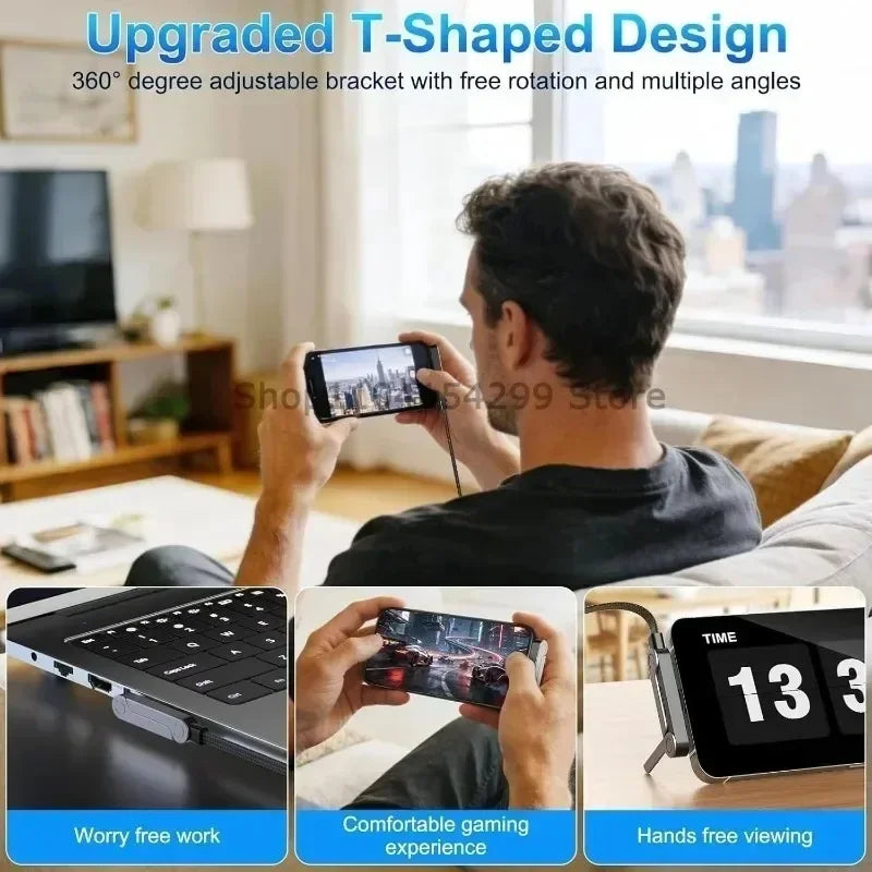 2-in-1 Fast Charging Cord Side Charging Portable Charging Phone Stand with 240W Charging Support and Foldable Mounting Stand Zpaxo