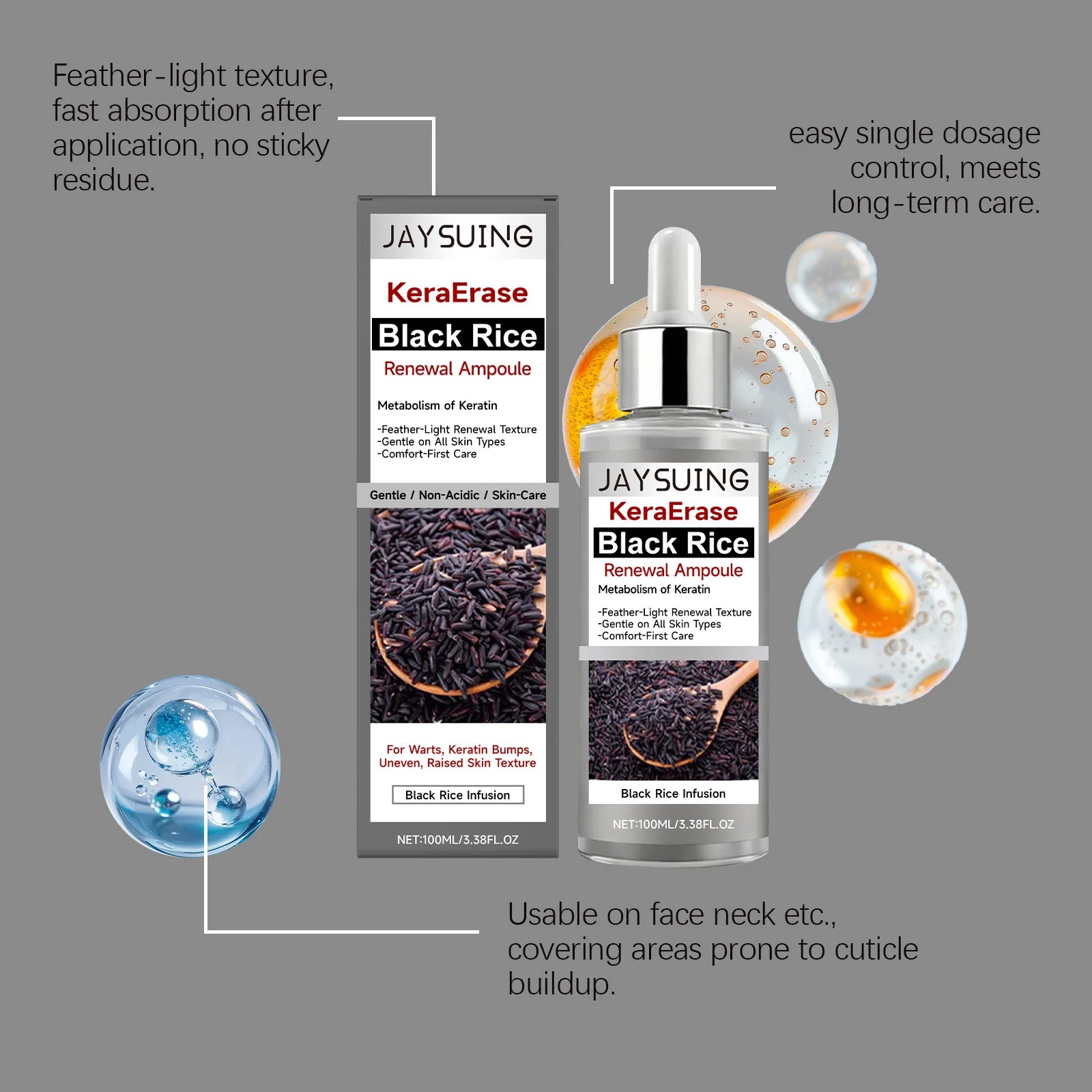 Black Rice Essence Gentle Moisturizing Facial Serum Hydrated Smooth Zpaxo