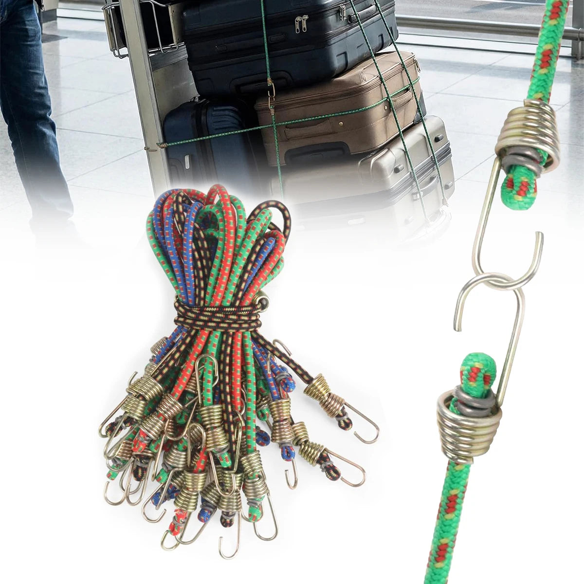 Latex Bungee Cords with Steel Hooks – Elastic Tie-Down Straps