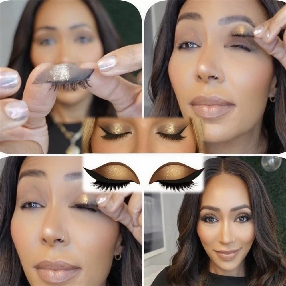 Reusable 1 Pair Lazy Eye Shadow Eyelash Patch 2-In-1 Makeup Sticker Zpaxo
