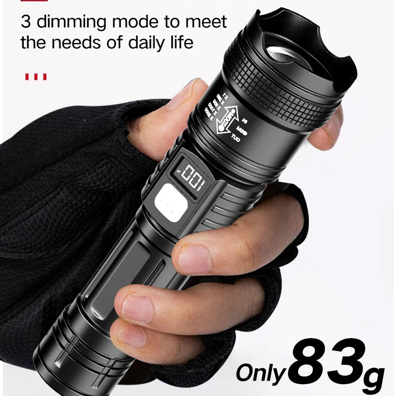 LED Flashlight Rechargeable Long-beam Portable Outdoor Emergency