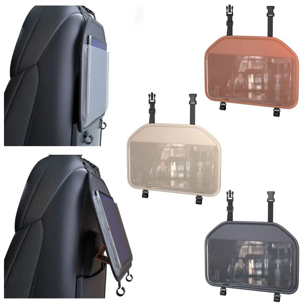 Transparent Pocket Car Seat Back Storage Bag Multi-functional PU Leather Tablet Holder Hanging Wear-Resistant Zpaxo