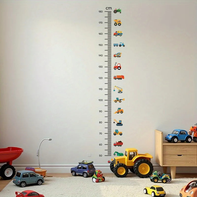 Cartoon Car Height Measurement Wall Stickers for Waterproof Removable PVC Kids Room Kindergarten Home Decoration Zpaxo