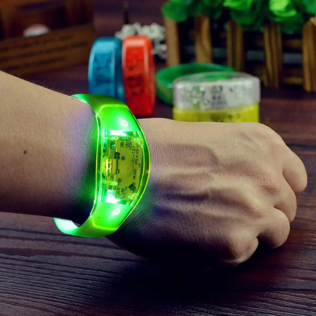 Led Sound Control Bracelet Flashing Wristband Vibration Glow Dark