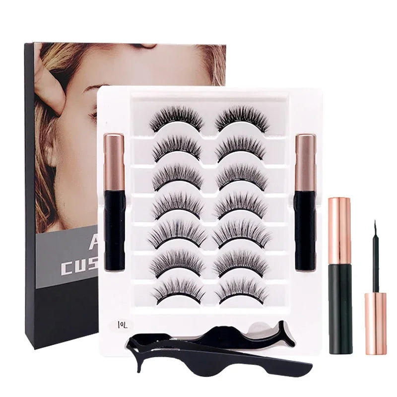 Magnetic Eyelashes Set Full Strip 5/7/10 Pair Natural Cilia False Eyeliner Dramatic Volume Thick Synthetic Eye Lashes Makeup Zpaxo 7Pair Eyelash