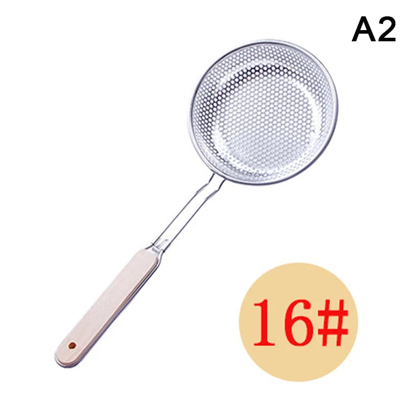 Oil Pot Food Filter Wooden Handle Stainless Steel Colander Pasta Noodle Strainer Skimmer Spoon Strainer Cooking Kitchen Utensils Zpaxo A2
