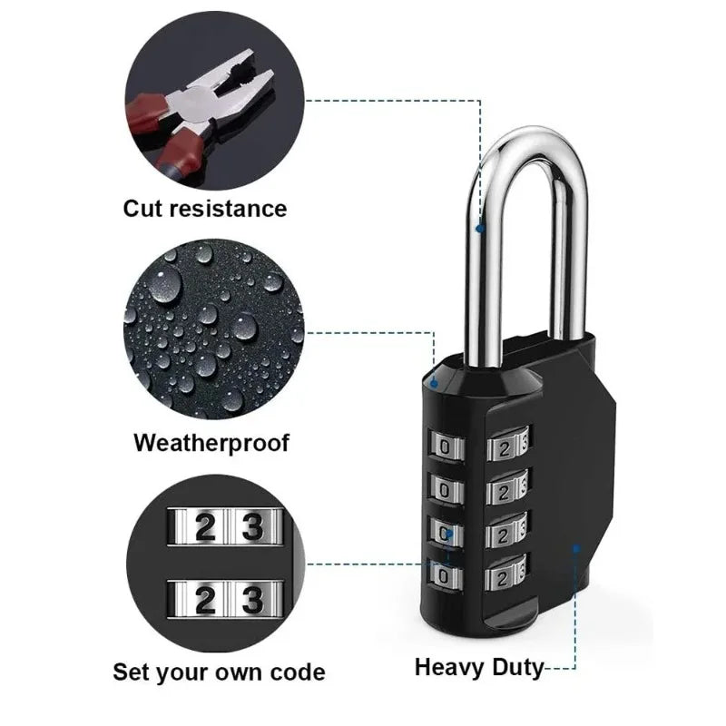 4-Digit Combination Padlock Weatherproof Lock Gym School Locker