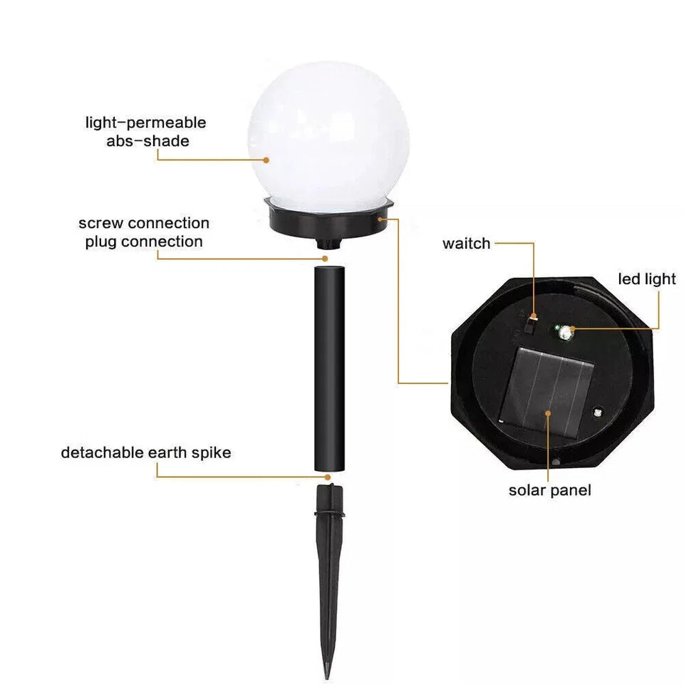 Solar LED Garden Stake Globe Lights – Dusk to Dawn 2-Pack