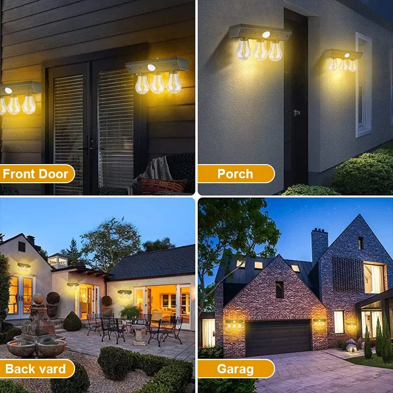Solar Tungsten Lights Human Induction Courtyard Wall Lamp Lighting Zpaxo