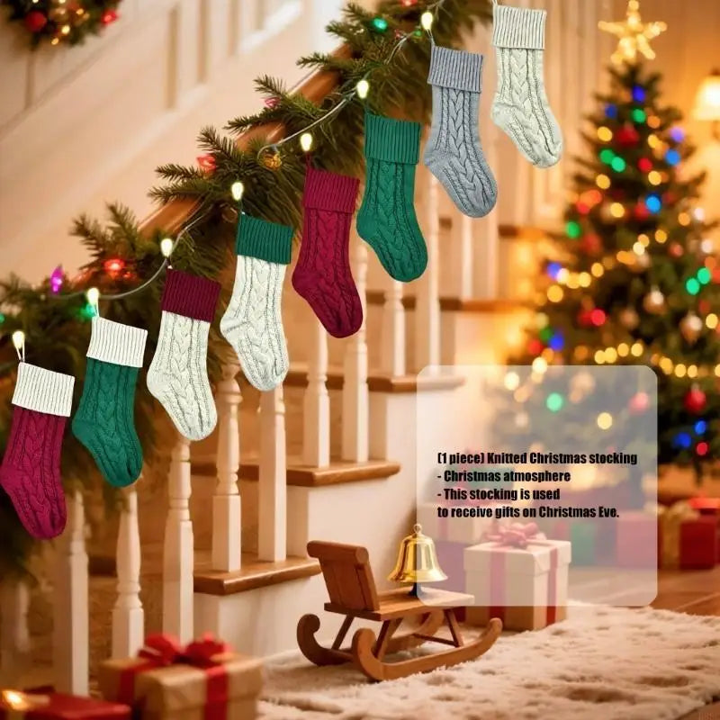 Reusable Spacious Christmas Sock Knitted Design Multiple Pattern