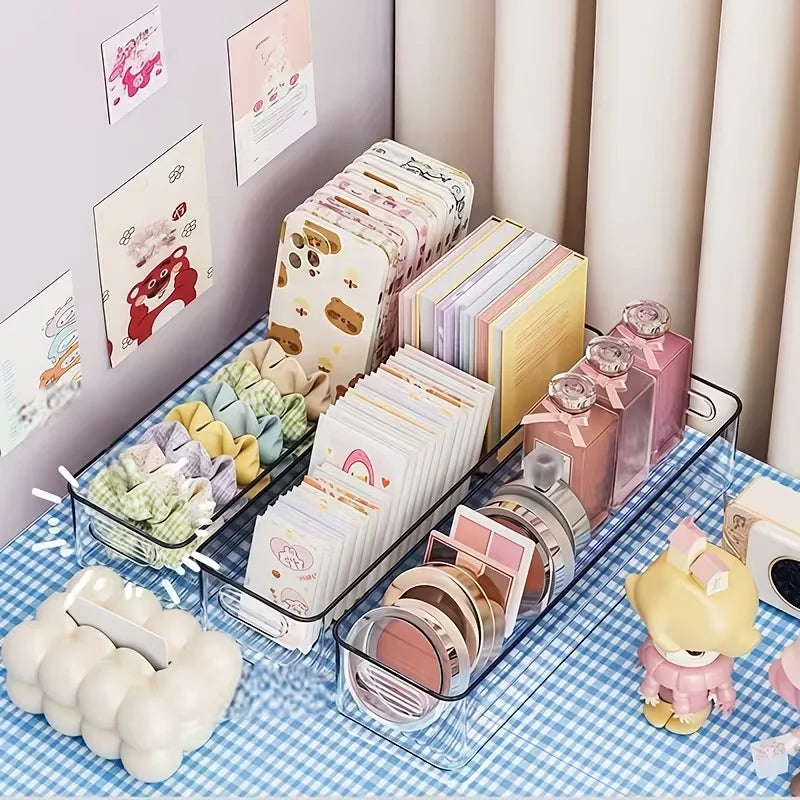 Transparent Multifunctional Storage Box Durable Clear Organizer Desk