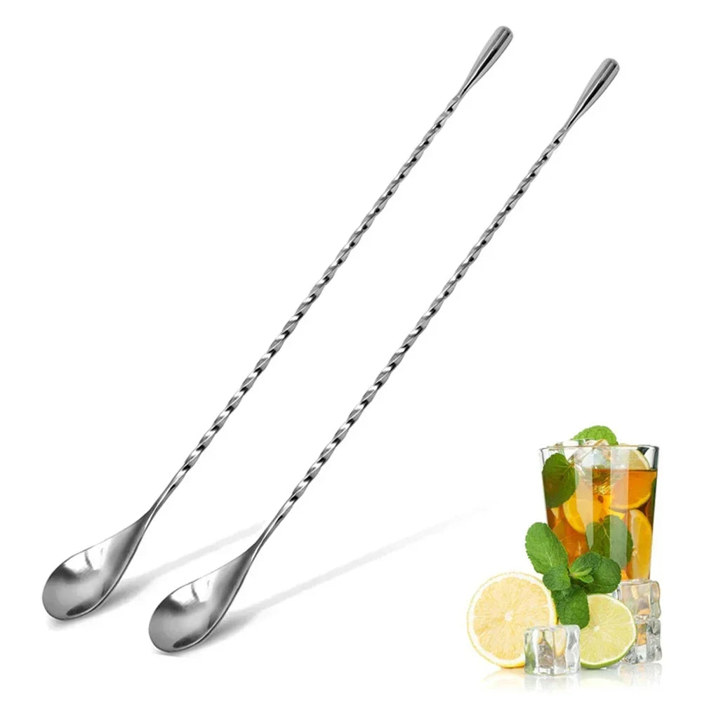 Kitchen 30cm Long Handle Cocktail Stirrers Bartender Mixing Stick Spoon Stainless Steel Barman Kit Accessories Whisky Shaker Bar Zpaxo