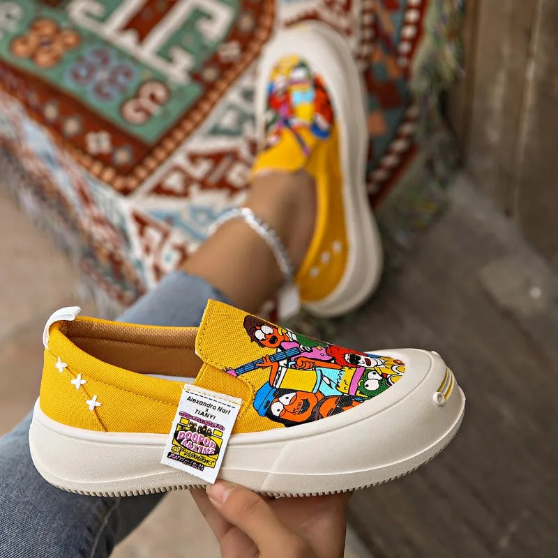Women Spring Autumn Fashion Casual Vintage Printing Wear-resistant Zpaxo YELLOW 39