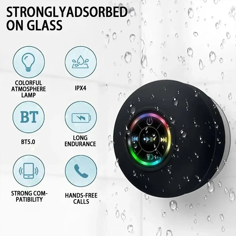 Portable Bluetooth Audio Ipx7 Waterproof Led Lights Bathroom Outdoor Zpaxo