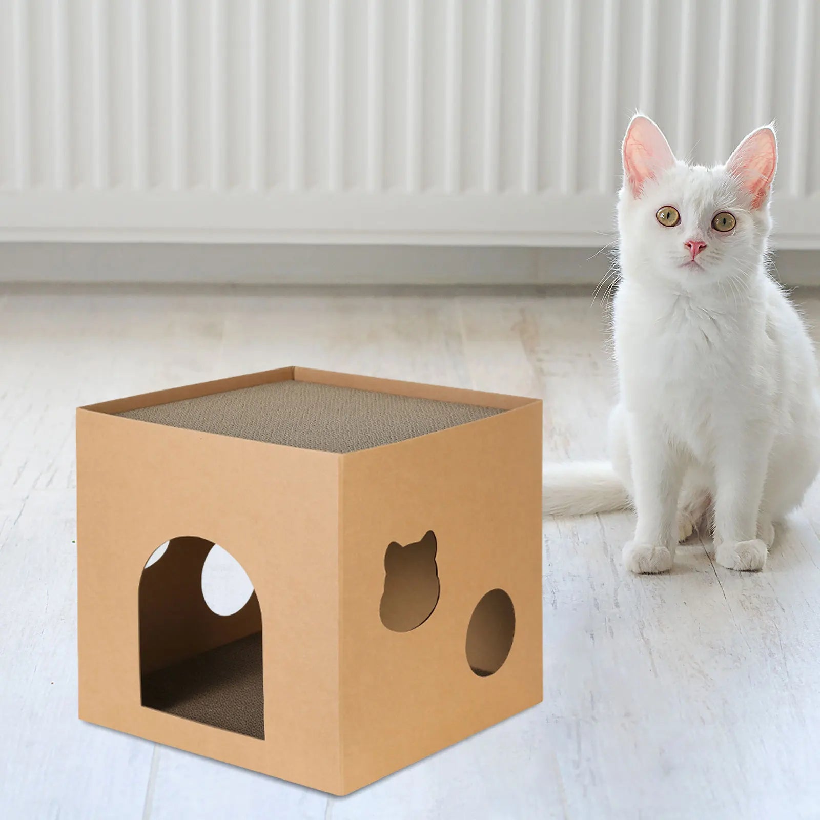 Cat Cardboard House with Scratch Pads Corrugated Cardboard Scratcher Cat Box Cats Bed for Cat Rabbit Small Animals Bunny indoor Zpaxo