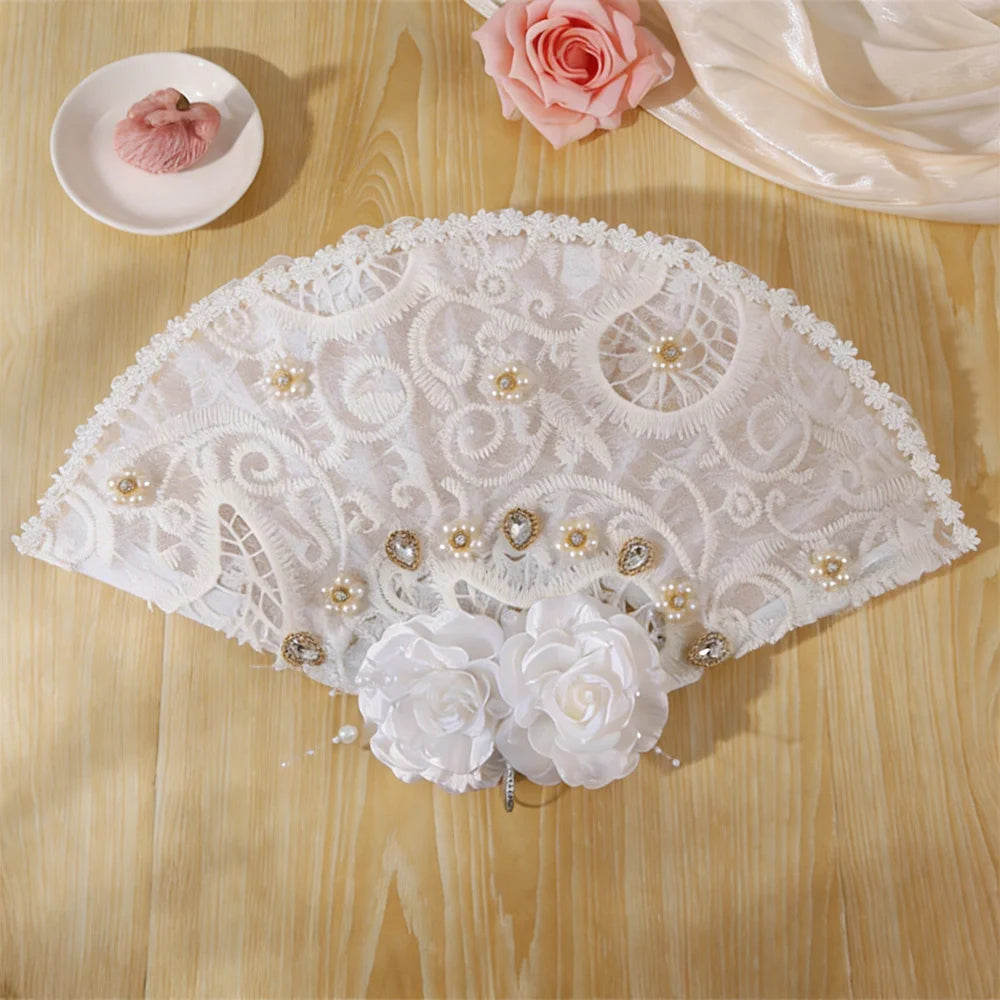 Snow White Feather Floral Fan – Bridal Wedding Decoration