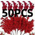 Artificial Red Berry Branches Premium Microfiber Faux Fruit Sprays