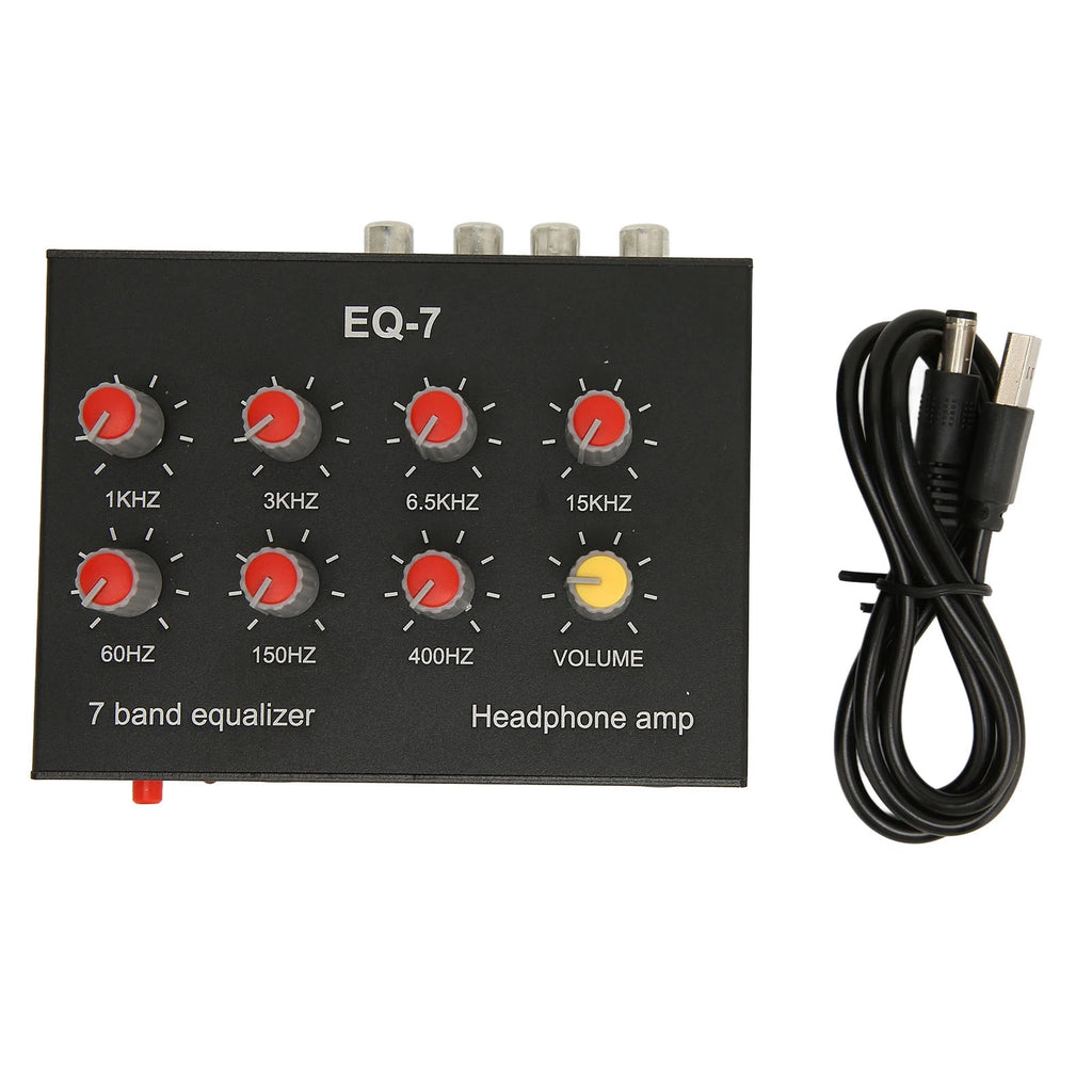 7 Band Sound Equalizer RCA Output Input 12dB Bass Adjustment Dual