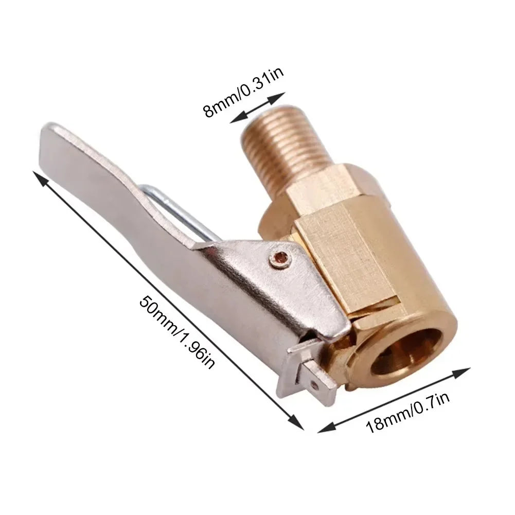 Brass Clip-On Tyre Valve Adapter – 6mm & 8mm Air Chuck Connector