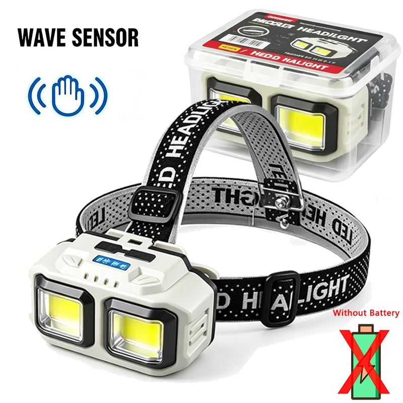 Bright LED Induction Headlamp USB Rechargeable Flashlight Headlight Zpaxo Sensor-No Battery