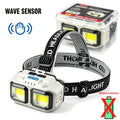 Bright LED Induction Headlamp USB Rechargeable Flashlight Headlight Zpaxo Sensor-No Battery