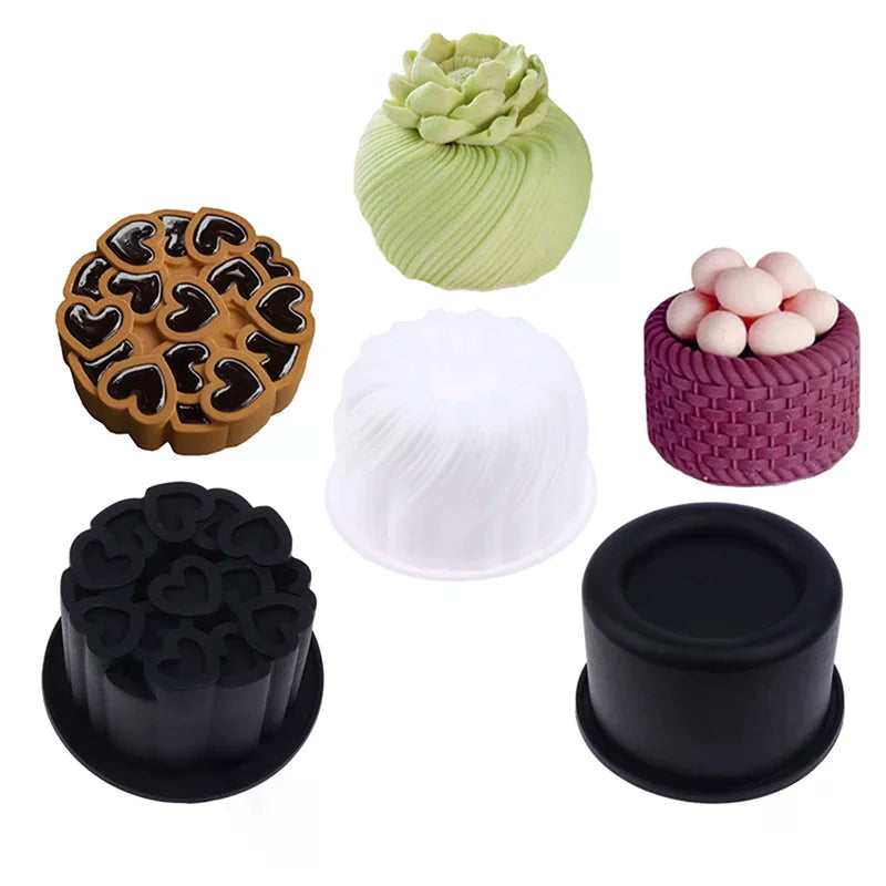 Round Rotating Heart Flower Basket Coil Texture Design French Mousse Zpaxo