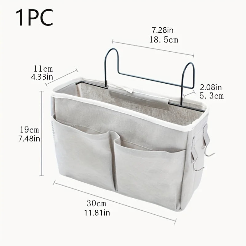 Hanging Storage Bag College Dorm Bedside Organizer Canvas Linen