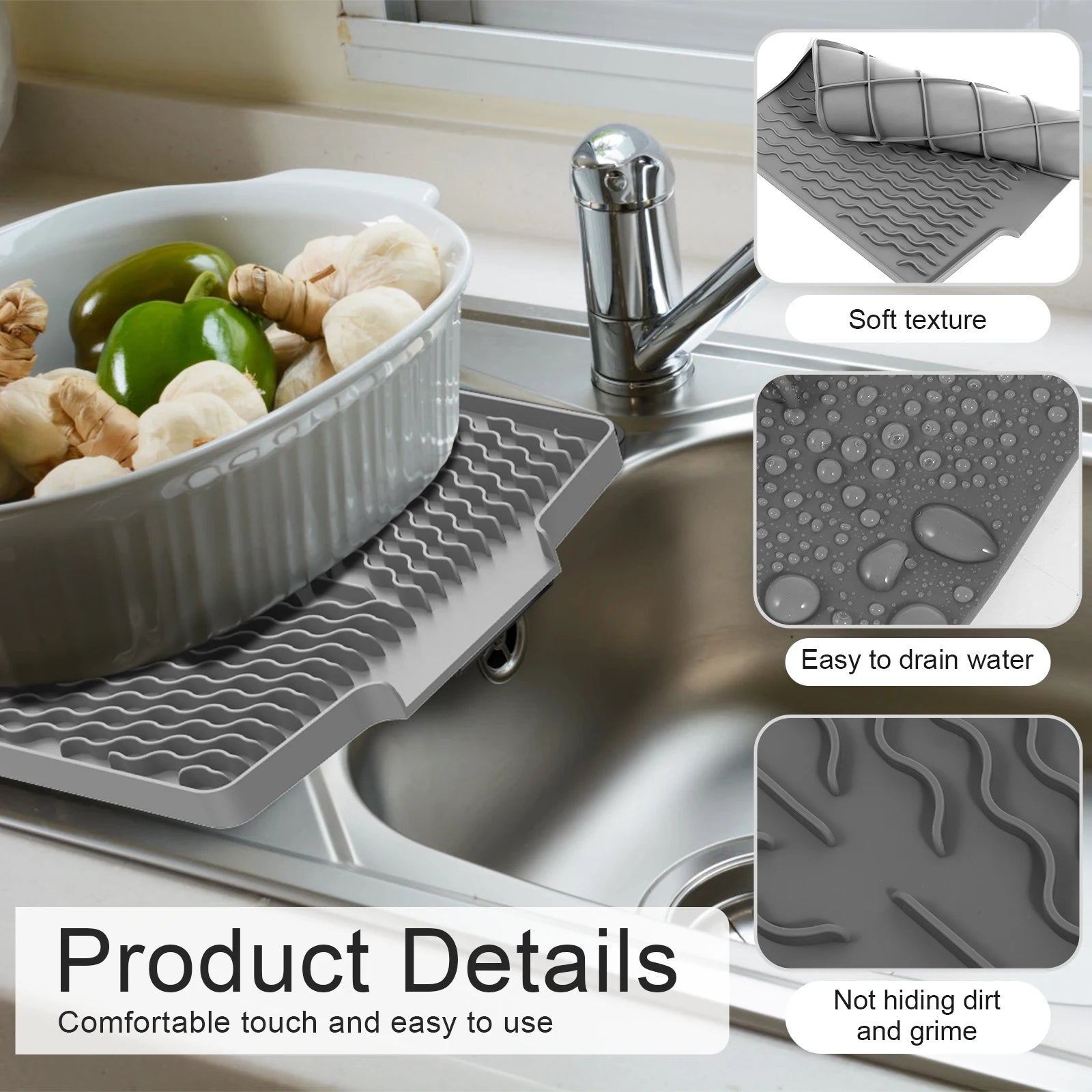 Silicone Dish Drying Mat Heat Resistant Silicone Drying Mat Reusable Nonslip Dish Drying Pad for Countertop Dishes Utensils 2025 Zpaxo
