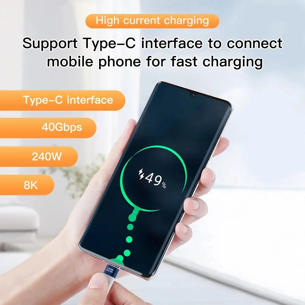 USB4 0 40Gbps Data Cable PD 240W Fast Charging USB C Short Powerbank Zpaxo