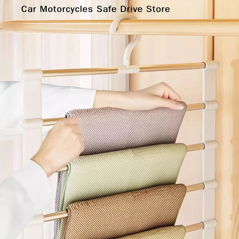 5 7 Layers Stainless Steel Pants Hangers Folding Space-saving Clothes