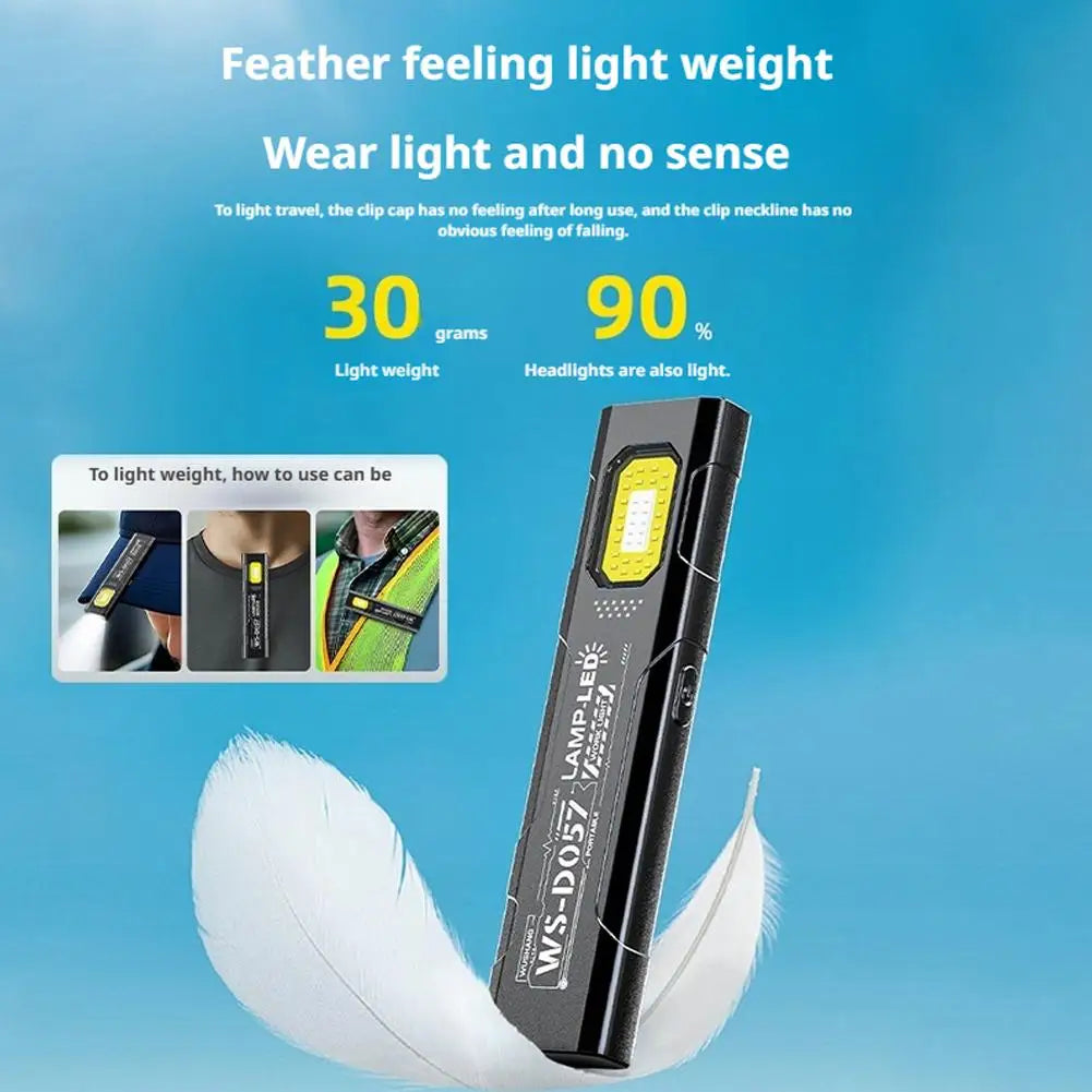 LED COB Keychain Flashlight 5-Mode Type-C Rechargeable Magnet