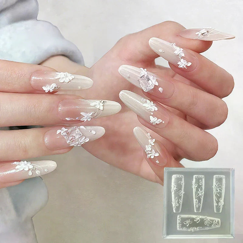 3D Flowers Nail Mold DIY Silicone Tools Floral Petal Design Resin Zpaxo