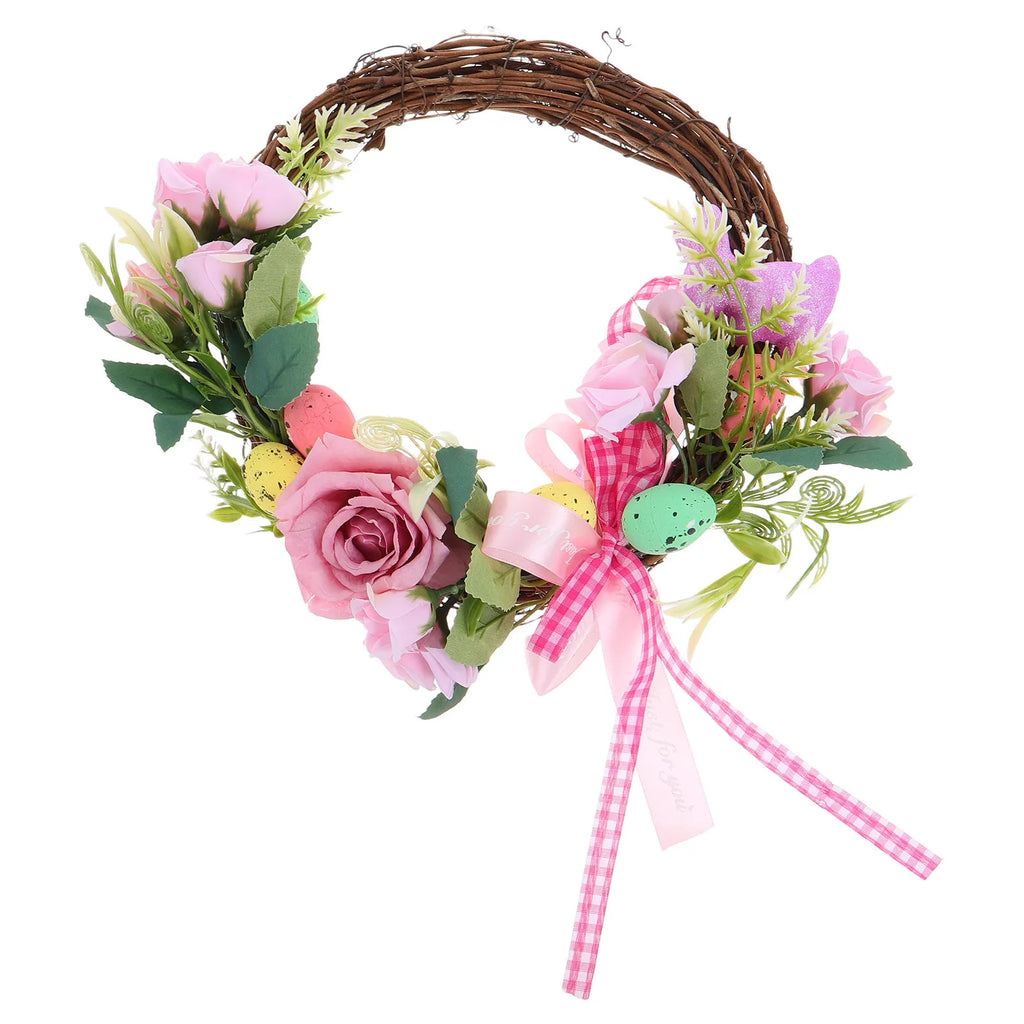 Easter Wreath Artificial Spring Decor Lifelike Simulation Eggs Front
