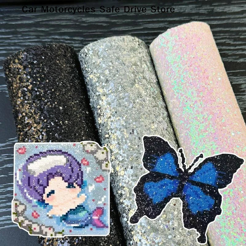6-piece Bead Art Rainbow Glitter Fabric Iron-on Beads Baking Paper
