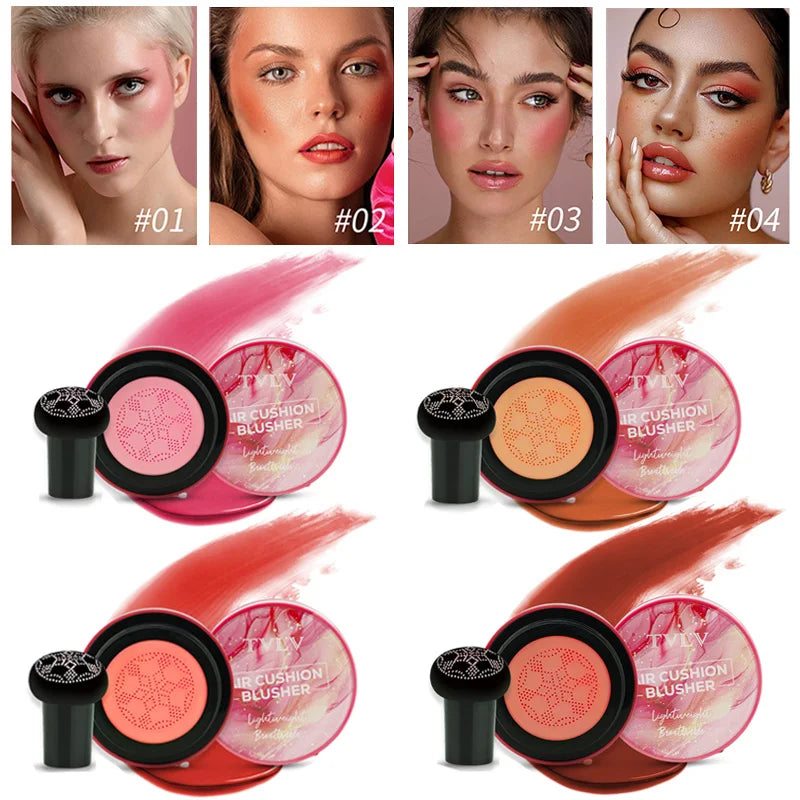 3-in-1 Air Cushion Powder Blusher Light Texture Natural Durable Easy