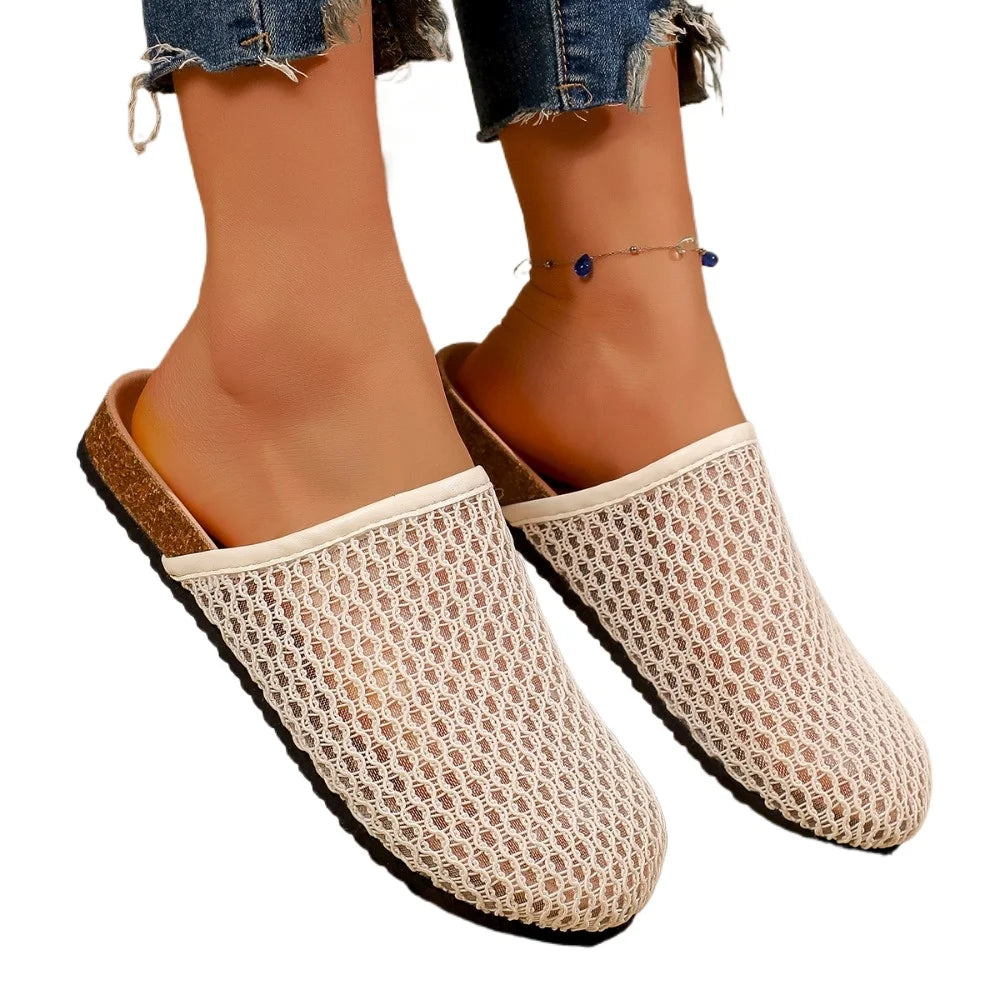 Woman Shoes Women's Mules Square Toes Hollow Out Two Layer Slippers
